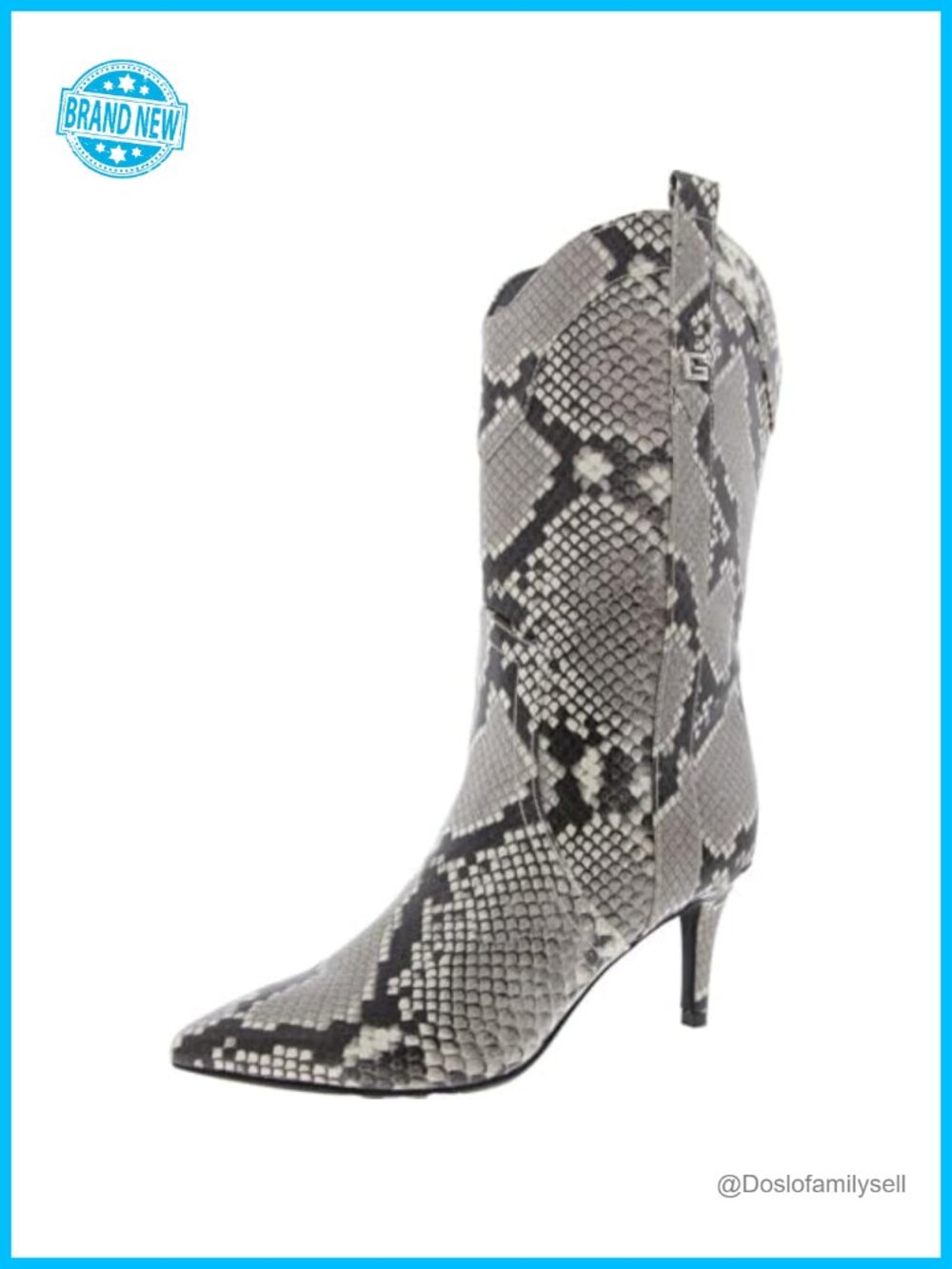Pointy Toe Stiletto Heel Ankle Booties Western Snakeskin Pull On